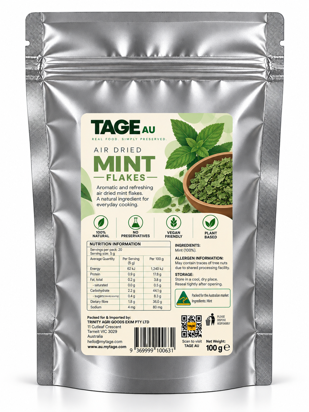 TAGE Australia air-dried mint 100 g pack